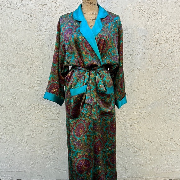 Vintage Victoria’s Secret Gold Label Silky Paisley Kimono Robe (size PS) - Picture 3 of 8